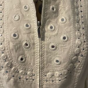 International Concepts White Linen Jacket with with Silver Accents.
